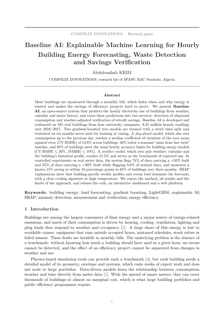 First page of the Baseline AI research paper
